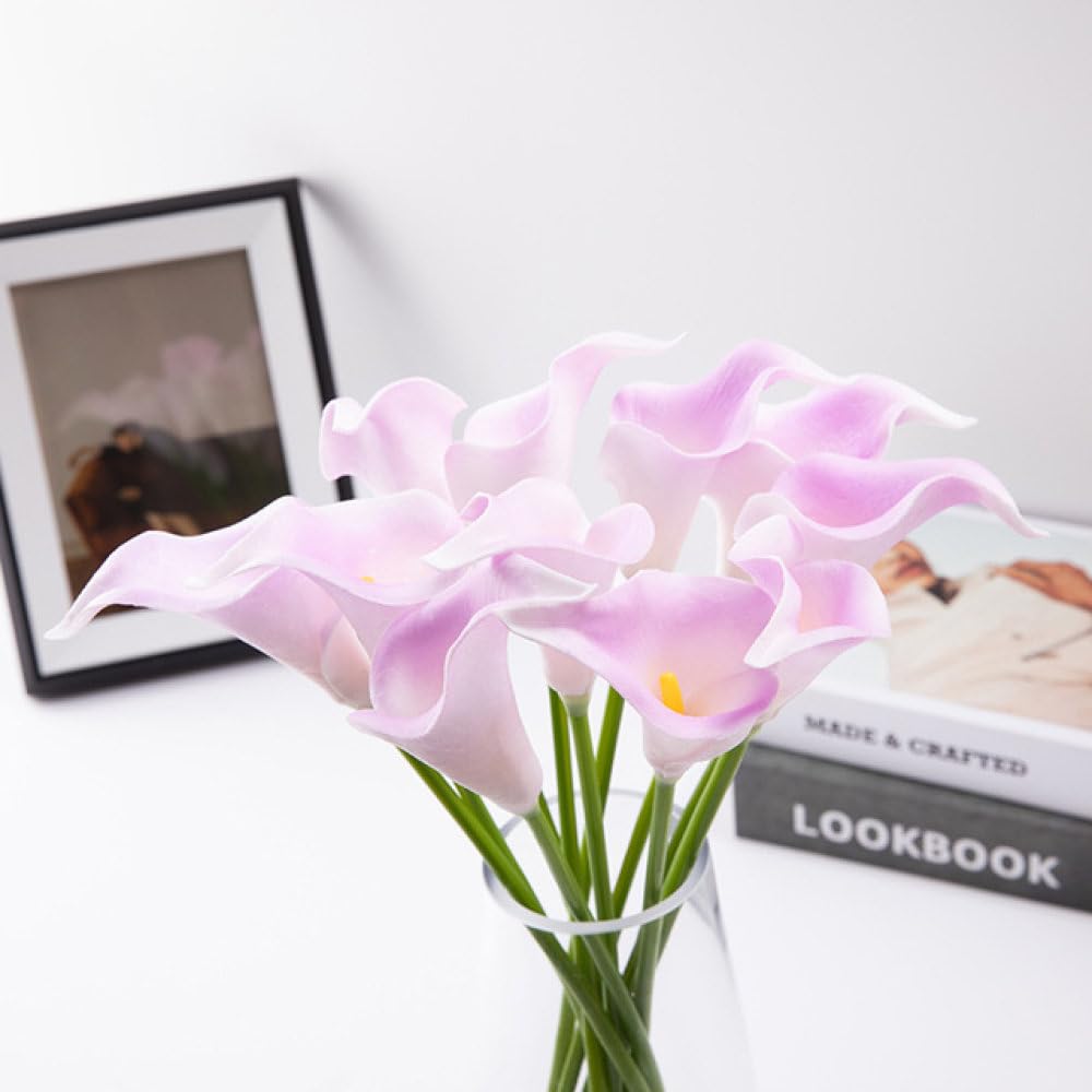 Calla Lily fleurs artificielles bouquet décoration mariage fausses fleurs violettes 5 pièces