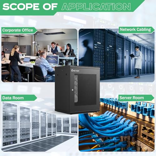 Image of Network Rack Enclosure Cabinet Enclosure for Computer Data Networking Electronic Equipment, Removable Side Panels, Locks, 25in Depth (12U)