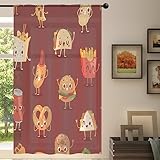 Cartoon Hamburger Sheer Vorhang Niedlich Hamburger Sheer Fenster Voile Vorhänge für Wohnzimmer Schlafzimmer Zimmer Küche Esszimmer Dekor 139 x 198 cm