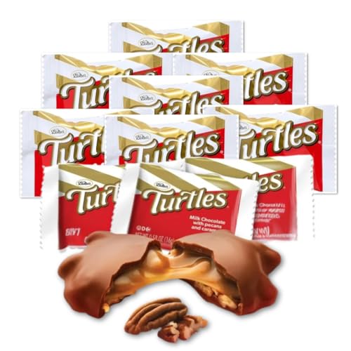 DeMet's Turtles - Pack of 10 - Original Milk Chocolate Pecan Caramel Clusters - 0.58 oz. Individually Wrapped Pieces