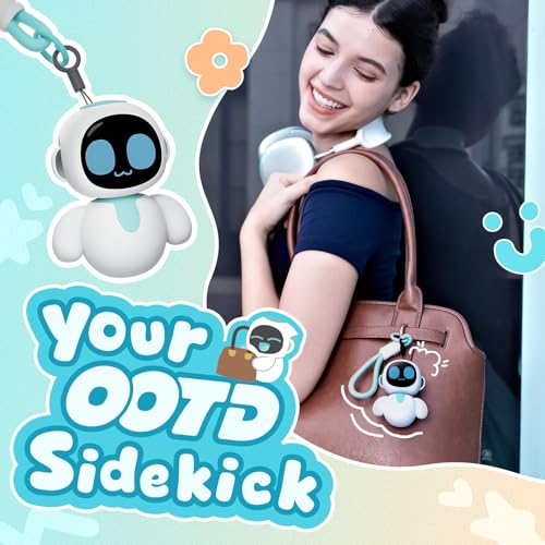 Image of ENERGIZE LAB Eiliko Aquamarine - Your Tiny AI Charm Robot with AI, and Matches Every Daily Outfit, Fun Electronic Pendant Toys, Gifts for Couples and Best Friends.