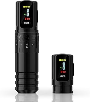 XNET Vipera Adjustable Stroke Tattoo Machine - Wireless Tattoo Gun, Rotary Cartridge Tattoo Pen with Extra 2400mAh Battery, Coreless Motor, Black