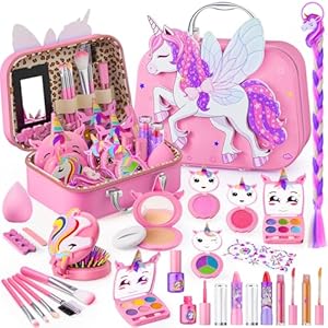 Beayuck Kids Makeup Kit for Girls – Girls Makeup Kit Toys, Real Washable Cosmetic Set with Storage Case, Kids Play Makeup Set for Christmas Birthday Gift 3 4 5 6 8 10 11 12+ Years Old, Pink