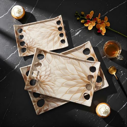 Image of U.P.C Tray Set for Serving /Serving Tray Set of 3 / Premium Printed Tray for Serving /Multi-Use Nashta Plate (Small, Medium & Large)