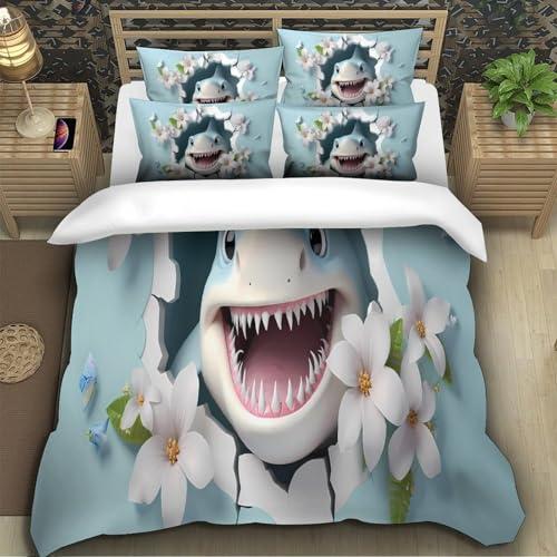 Housse de couette requin effet super doux avec fermeture éclair invisible - 5