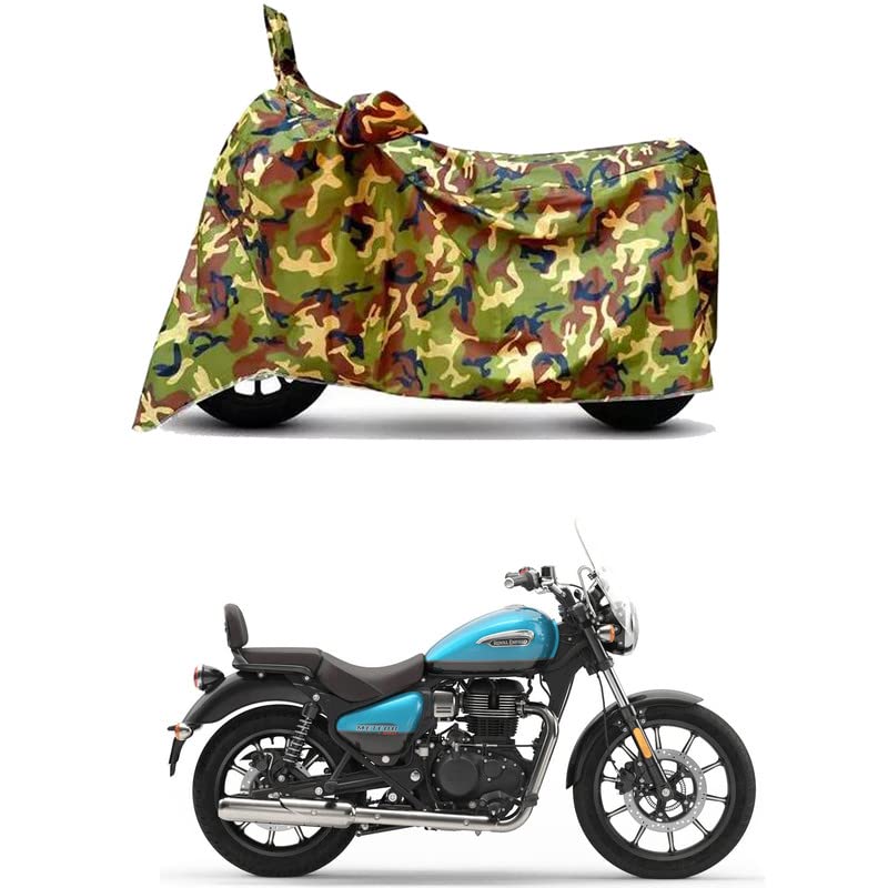Image of Waterproof 100% PVC Coated Bike Scooty Two Wheeler Body Cover Compatible For Royal Enfie Meteor 350 Supernova /UV-Ray /Heat Protection /Birds Dropping /Scratchproof /Dust proof[6X6 Jungle Print]
