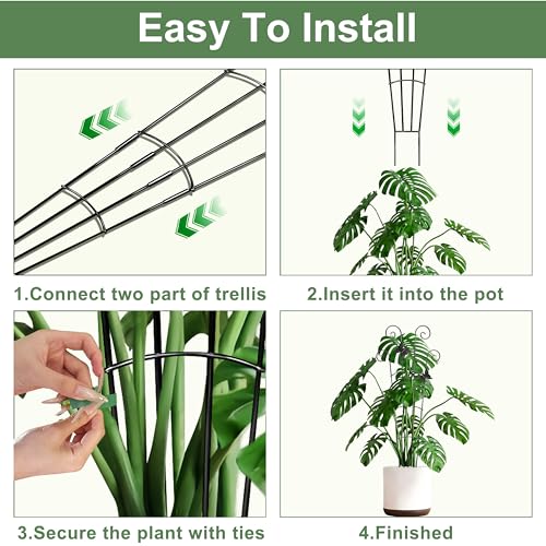 Image of 30in Plant Trellis for Potted Plants Indoor, Butterfly Adorned