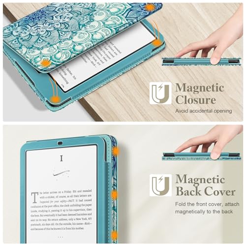 Image of Fintie Case for 7 inch /6.8 inch Kindle Paperwhite(12th /11th Generation-2024 /2021) and Kindle Colorsoft Signature Edition -Slim Foldable Stand Cover Auto Wake /Sleep for Paperwhite 2024,Emerald Illusions