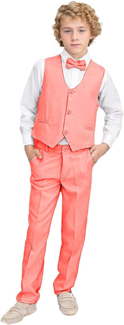 Mi Bo Tong Boys Suit for Kids Tuxedo Suits for Wedding 2 Piece Toddler Boy Dress Outfit Vest Pants Set