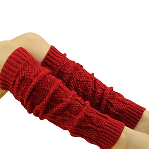 Preisvergleich Produktbild TWIFER Winter Damen Zopfmuster Stulpen Socken Beinwärmer (Rot, 46cm)