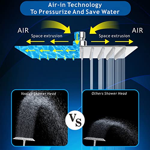 image for Voolan Rain Shower Head - High Flow Large Rainfall Shower Heads Made o