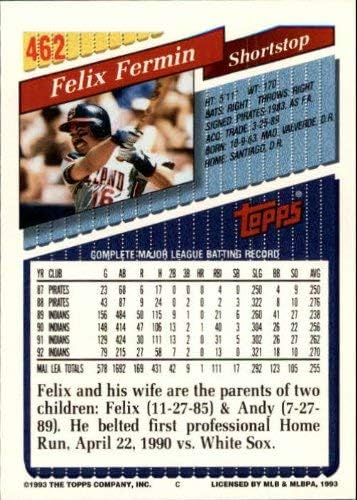 Miniatura 2 de 1993 Topps Gold #462 Felix Fermin MLB Baseball Trading Card
