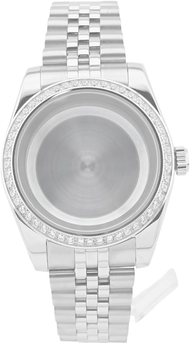 36MM/39MM Polish Watch Case with Sapphire Glass - Compatible with NH35/NH36 Movement Accessories(RJ Steel Flat,36mmNH34 35 36)