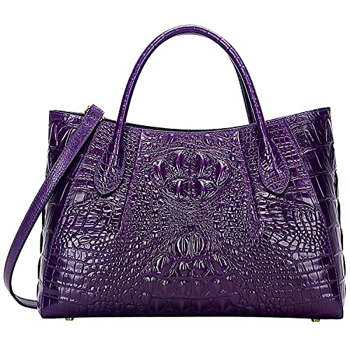 PIJUSHI Women Handbags Crocodile Purse Designer Top Handle Satchel Handbags For Women (5002A, Violet)