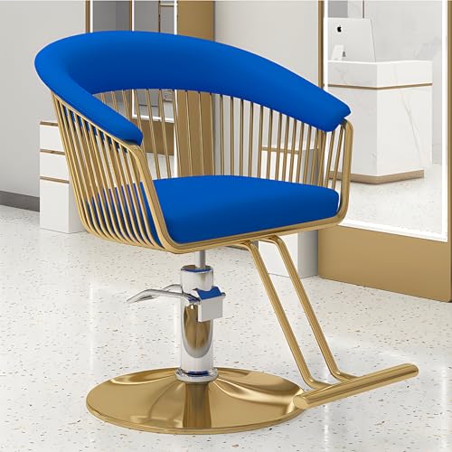 Regulowane niebieskie krzesło do salonu obrotowe o 360° hydrauliczne krzesło fryzjerskie wytrzymały sprzęt spa i tatuaż profesjonalne meble do stylizacji włosów komfort i trwałość