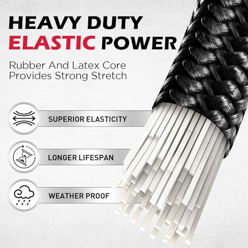 Image of 5-Piece 24 Inch Bungee Cords with Carabiner Hooks, Heavy Duty Rubber Elastic Tie Down Straps, Bungee Cord with Carabiner Clips for Cargo, Truck Bed, Camping, Motorcycle and Outdoor Use (Black)
