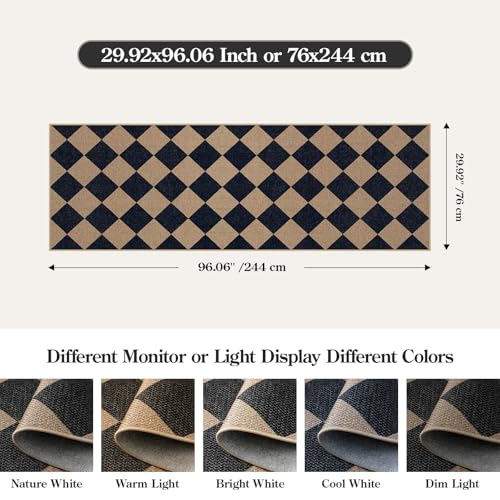 Tapete corredor Lahome estampado ajedrez 2.5x8 pies miniatura 2
