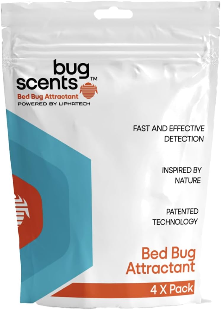 LiphaTech BugScents Bed Bug Attractant - Patented Formula - Detects and Attracts in 24 Hours - 4 Pack