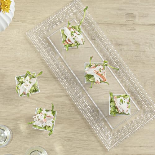 Image of Restaurantware 2 Ounce Appetizer Cups, 100 Square Mini Dessert Cups - Disposable, Recyclable, White Plastic Square Plastic Cups, Mini, For Appetizers Or Desserts - Restaurantware
