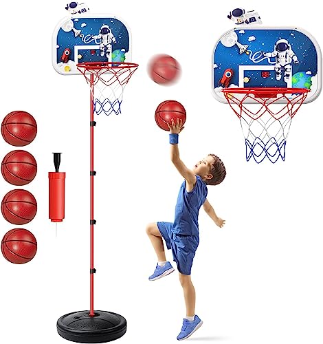 Eaglestone Basketball Hoop With Electronic Scoreboard, Outdoor Indoor Poolside Basketball Hoops For Kids, Adjustable Height 3.7Ft-7.0Ft W/4 Balls, Basketball Toys For Kids And Toddlers Ages 3-12 #TOP26