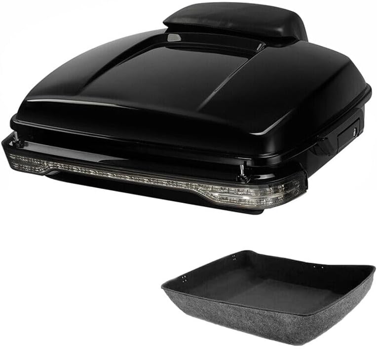 TCMT Pestillos negros de 10.7 pulgadas, paquete picado, almohadilla de respaldo de maletero LED humo con señal de giro de freno para Harley Tour Pak