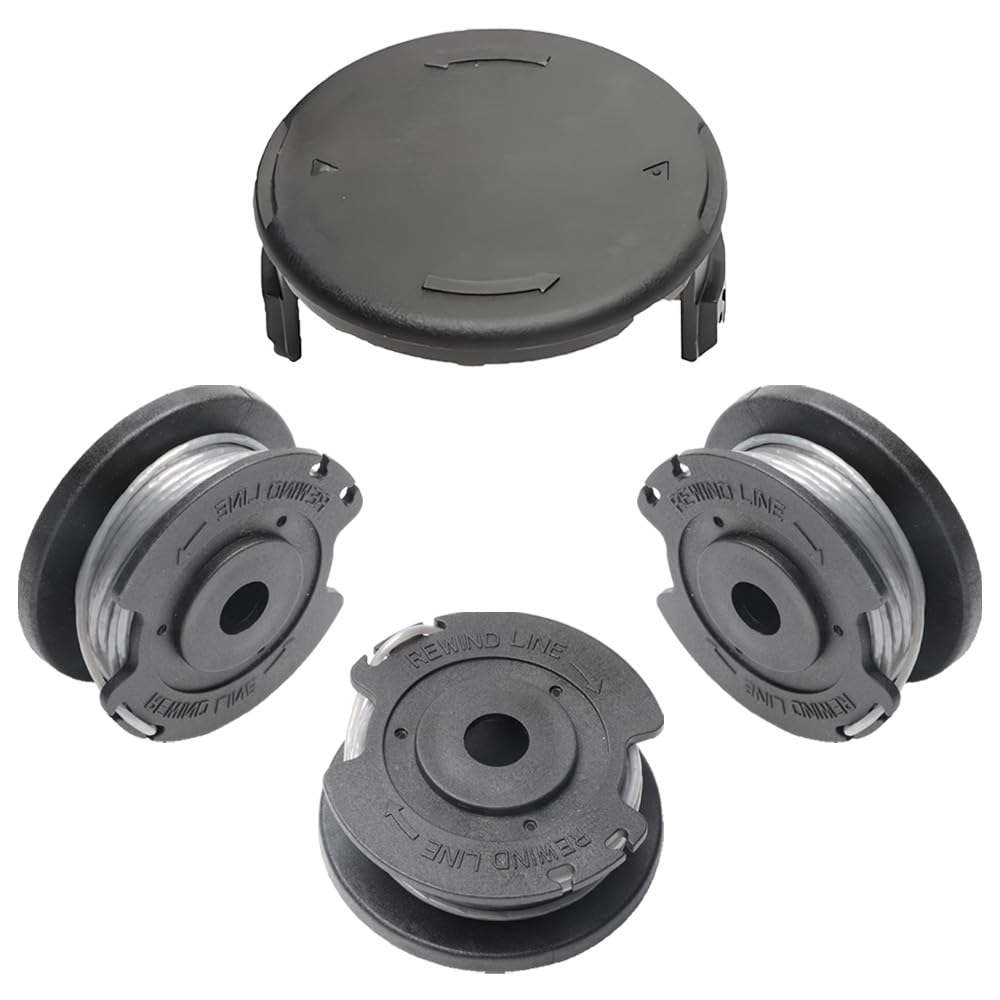 3 Trimmer Spool Line and 1 Spool Cover Cap Compatible with Bosch Art 23/26 SL, Replacement Autofeed Nylon Spools