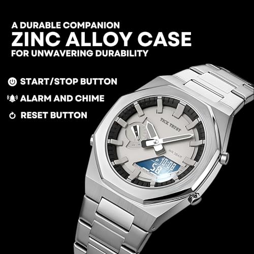 Image of Dual-Display Analog-Digital Watch, Zink Alloy Case Men's Watch,Stainless Steel Band, Luminous 30M Water-Resistant Fashion Sports Watches for Men - TT-D1