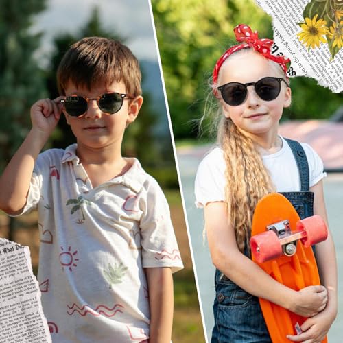 CIKJUK Sonnenbrille Kinder Polarisiert Rund Jungen Mädchen Klassisch Jugendliche Kinder Sonnenbrillen UV400 Schutz für 8-18 Jahre-Leopard/Schwarz