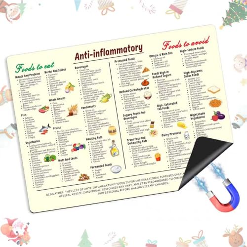 Image of Anti-Inflammatory Diet Magnetic Cheat Sheet – Complete Foods List Chart, Nutrition Guide for Beginners, Kitchen & Dining Room Reference Magnet, 8x12in