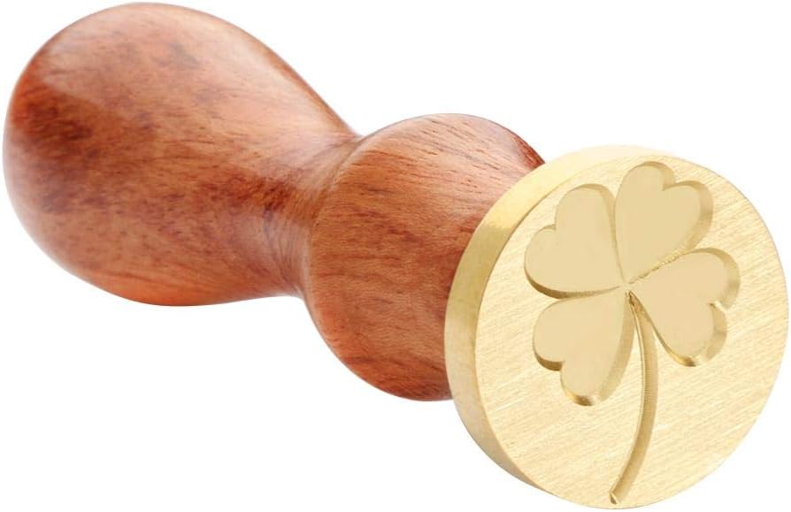 Ancient Craft Decor Stamp, Antique Metal Plant Sealing Wax Stamp Wood Handle (D)