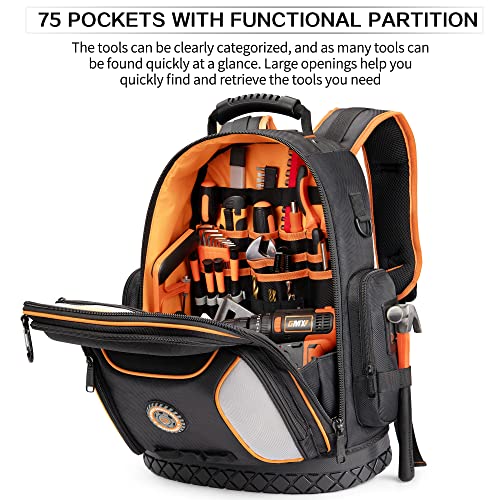 Lokass LO8505 Tool Bag Backpack, 75 Pockets & Loops Heavy Duty Tools Organizer Bags/Hvac Tool Carrier thumb #3