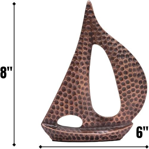 Miniatura 6 de RII Juego de 2 veleros de metal forjado a mano, arte náutico, escultura de yate para decoración, estante de oficina en casa, decoración de sala de