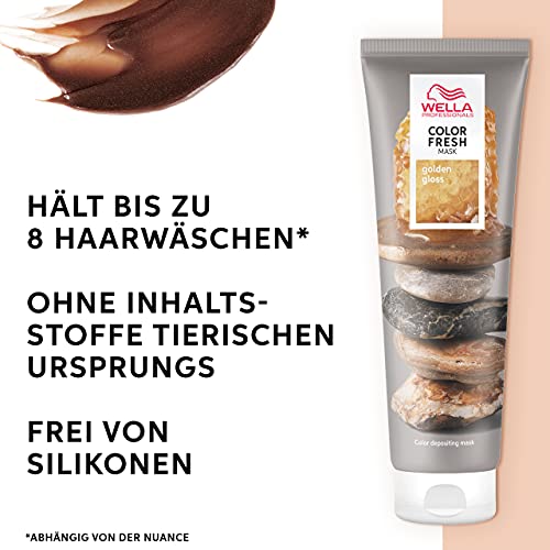 Wella Professionals Color Fresh Mask Golden Gloss – Haarkur zum Beleben und Verändern der Haarfarbe – pflegende Tönung mit Avocadoöl – für mittelblondes bis helles Haar – 150 ml