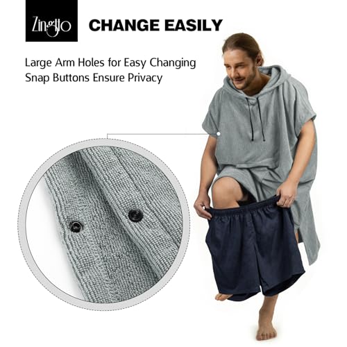 Zingtto Poncho de Surf Trocador de Roupão Extra Grande Toalha Grossa Poncho para Homens Mulheres com