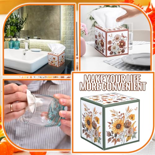 Image of Fourluoo 12 Pack Spring Wildflower Floral Facial Tissues Cube Boxes 600 Sheets 3 Ply Small Flower Square Face Tissues Bulk for Spring Summer Car Bedroom Party Supplies
