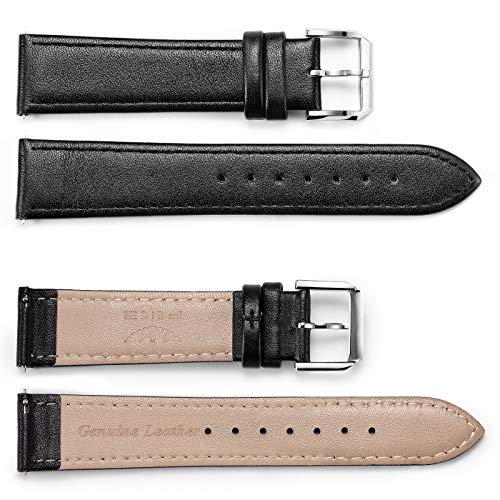FEICE Correa de Piel para Reloj de Pulsera con Hebilla Correa Negra de Repuesto con Cierre Clásico para Hombres y Mujeres Cover