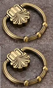 Antique Cabinet Kadi Puller and Ring Conceal Drawer Pull Set (Set of 2, Brass)