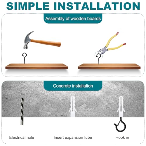 UNINGYI 20 Stück Schraubhaken, Haken zum Schrauben, Schraubhaken Klein Edelstahl Hakenschrauben mit Sicherung, Schraubhaken Schwarz Wandhaken, Deckenhaken für Pflanzenkörbe Windspiele und Lichter