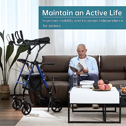 Elenker Upright Walker, Stand Up Rollator Walker With Padded Seat And Backrest thumb #5