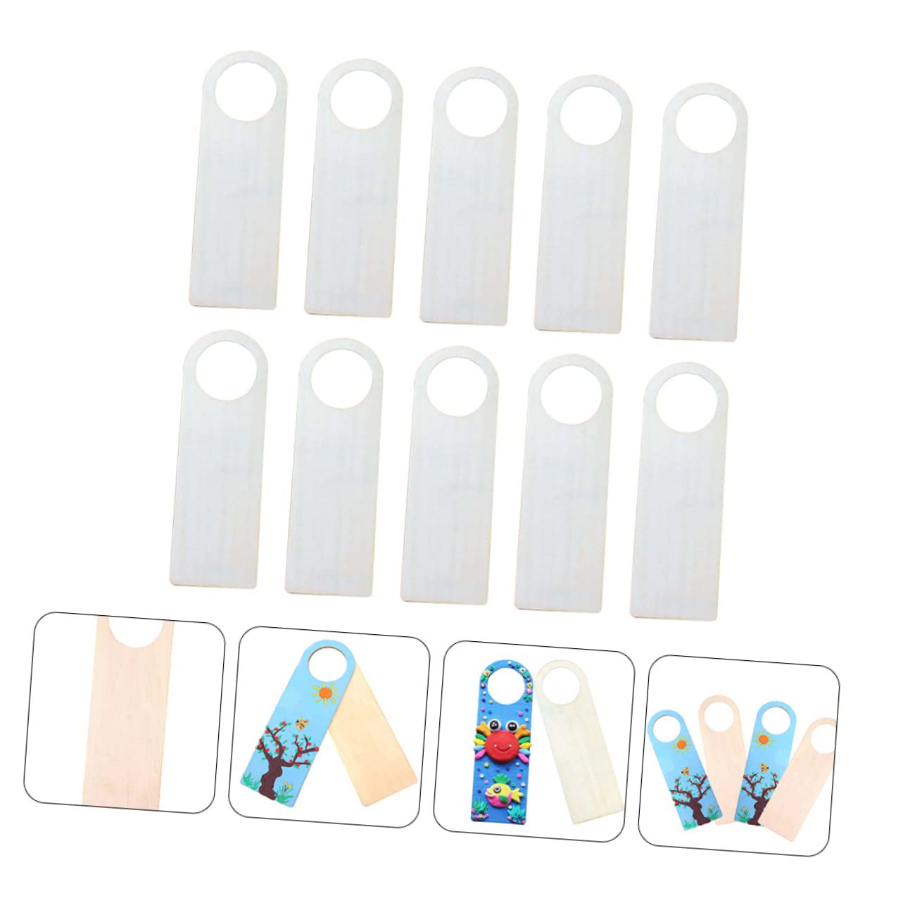 COHEALI Wooden Door Hanger 10pcs Blank Door Hanging Plates DIY Decor Supplies for Home
