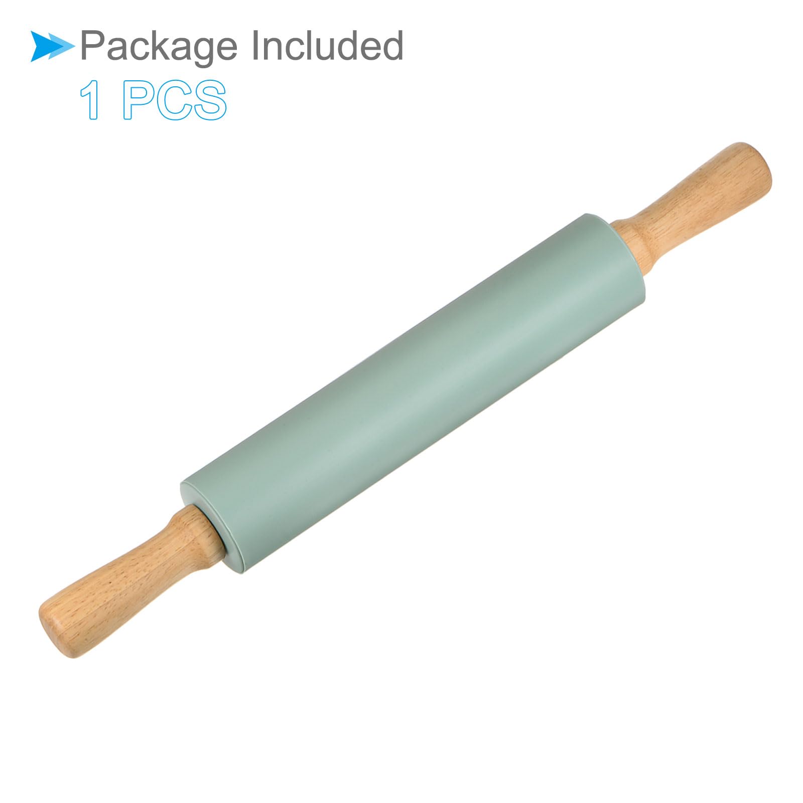 Mattarello in silicone da cucina, rullo per impasto liscio antiaderente in legno girevole per biscotti in rilievo per uso in cucina, cottura, bambini ( verde + arancione