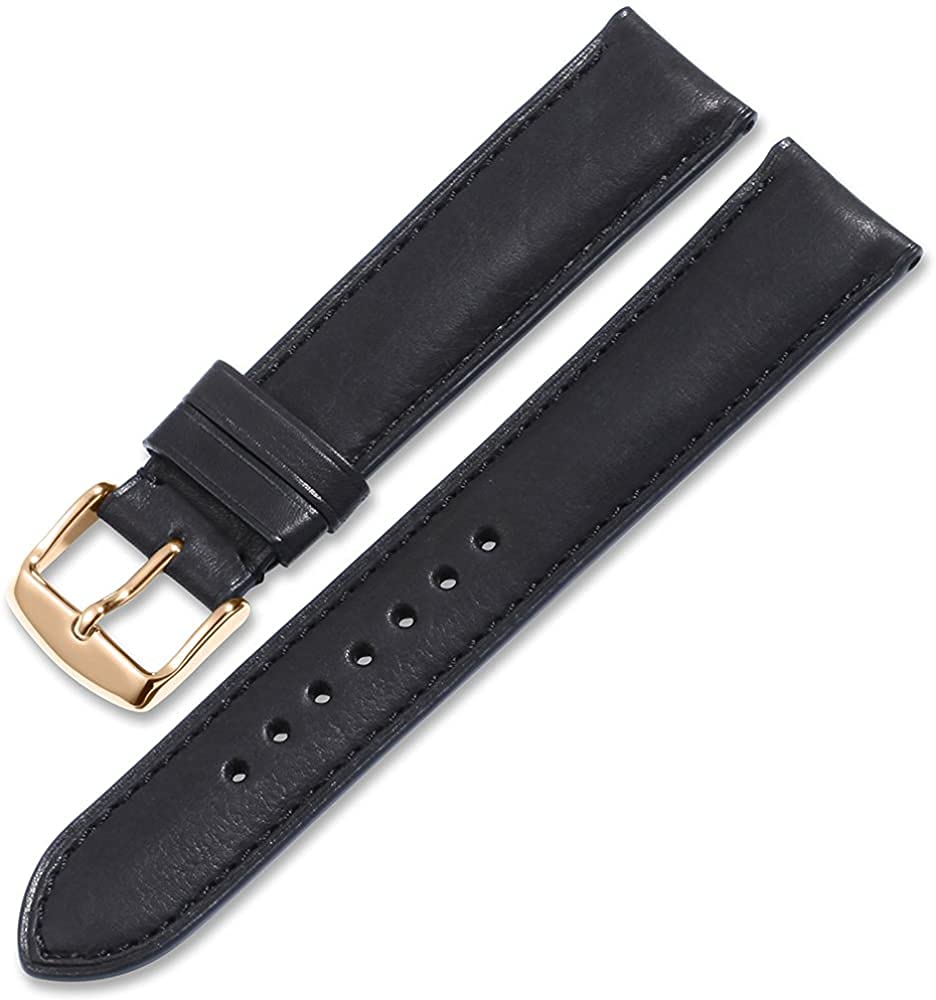 EwatchAccessories 20mm 22mm 24mm Black Genuine Leather Watch Band Strap with Yellow Buckle for Men and Women (22mm Yellow) (B093H7FWJ4) Amazon Price History, Amazon Price Tracker