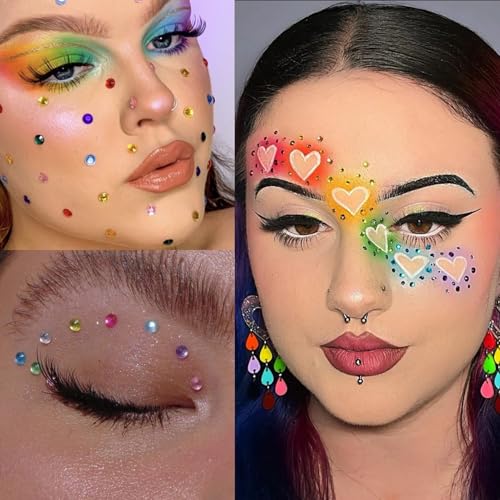 Image of NOOEPC Face Gems Hair Gems,Self Adhesive Face Gems Rhinestones, Face Jewels Diamonds Sticky Gems for Makeup Hair Crafts Halloween Decorations