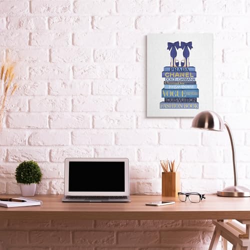 Image of Stupell Industries 'Blue Bow Heels on Bookstack'| Canvas Art