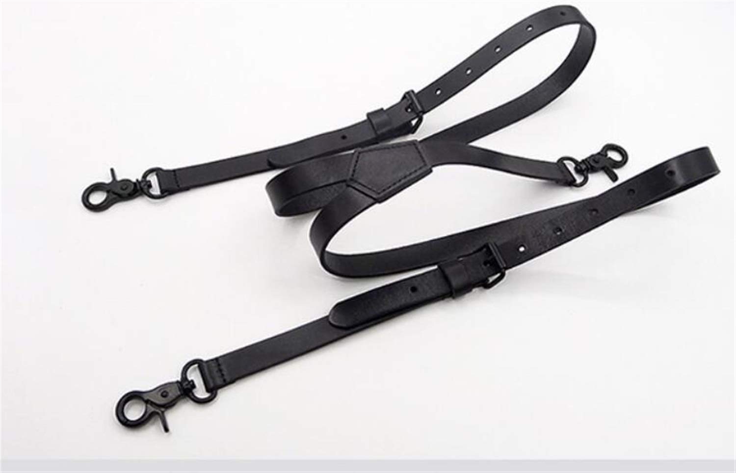 Nero Bretelle di Cuoio Gancio retrò Lungo Bretelle Pinze Donne Mens Parentesi Graffe Adjustable (Color : M)