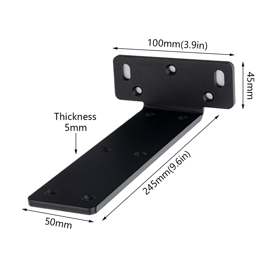 Staffa per Mensole Nere Carica 100 kg Staffe per Scaffali Pesanti in Metallo Supporti per Mensola a Muro da 2 Pezzi con Accessori di Montaggio (245mm/9.6in)