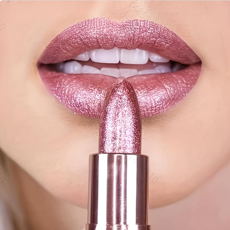 DaimAnpu Glitter Metallic Lipstick Set - 1Pcs Shimmer Copper Lip Color Collectio...