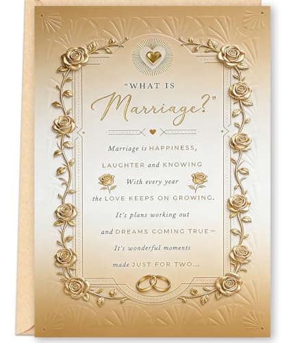 FANCYLUCKY Wedding Card for Bride and Groom, Romantic Marriage Congratulations Card for Newlyweds, Elegant Wedding Gift for Couple