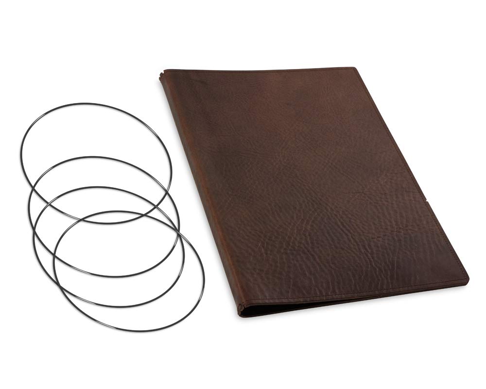 A4+, revolutionäres, nachhaltiges X17-Konzept für Notizbuch, Personal Organizer und Terminplaner/Hülle für 3 Hefte! Belgisches Leder dunkel-braun, Kastanie, Made in Germany, 17 Jahre Garantie*