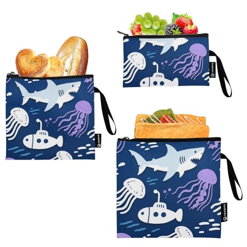 Bolsas reutilizables con cierre 3 piezas color púrpura azul miniatura 2